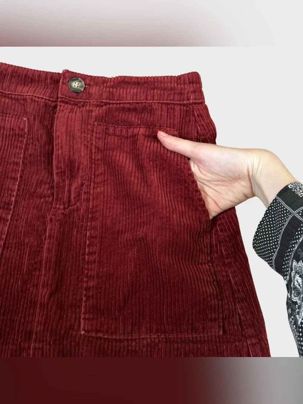 Red Corduroy 100% Cotton Mini Skirt - Size 6